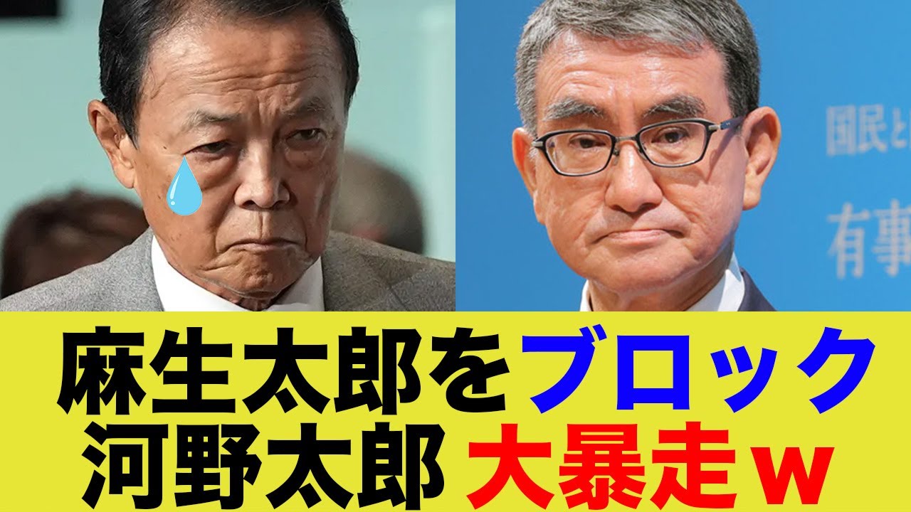 【速報】麻生太郎をブロック、河野太郎が大暴走www