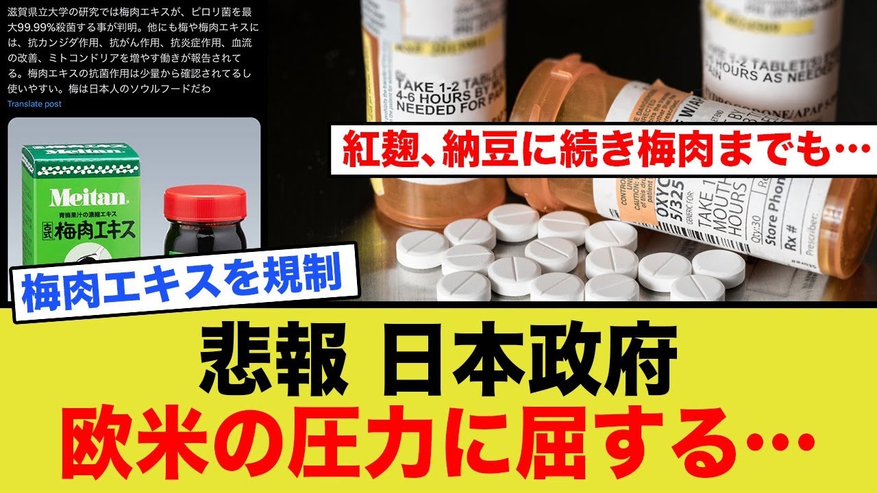 日本政府、梅肉エキスを規制。欧米製薬会社の圧力に屈したか？「紅麹、納豆に続き梅肉までも…」