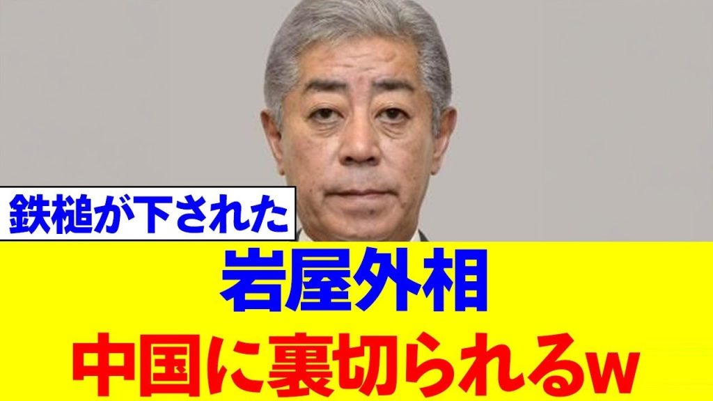 【朗報】岩屋外相、中国に売られお先真っ暗w