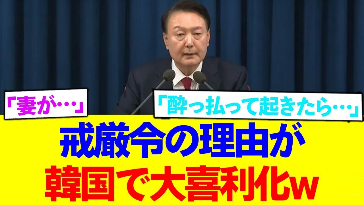韓国、戒厳令の理由で大喜利してて草wwwww